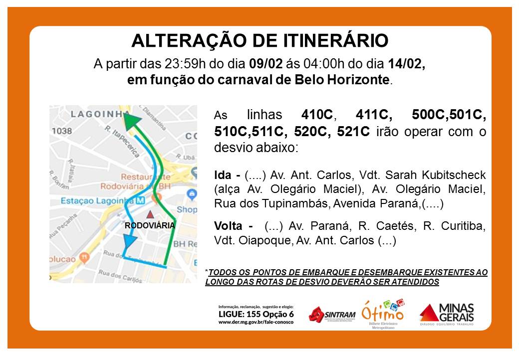 alteracao itinerario carnaval 17