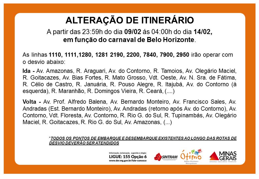 alteracao itinerario carnaval 21